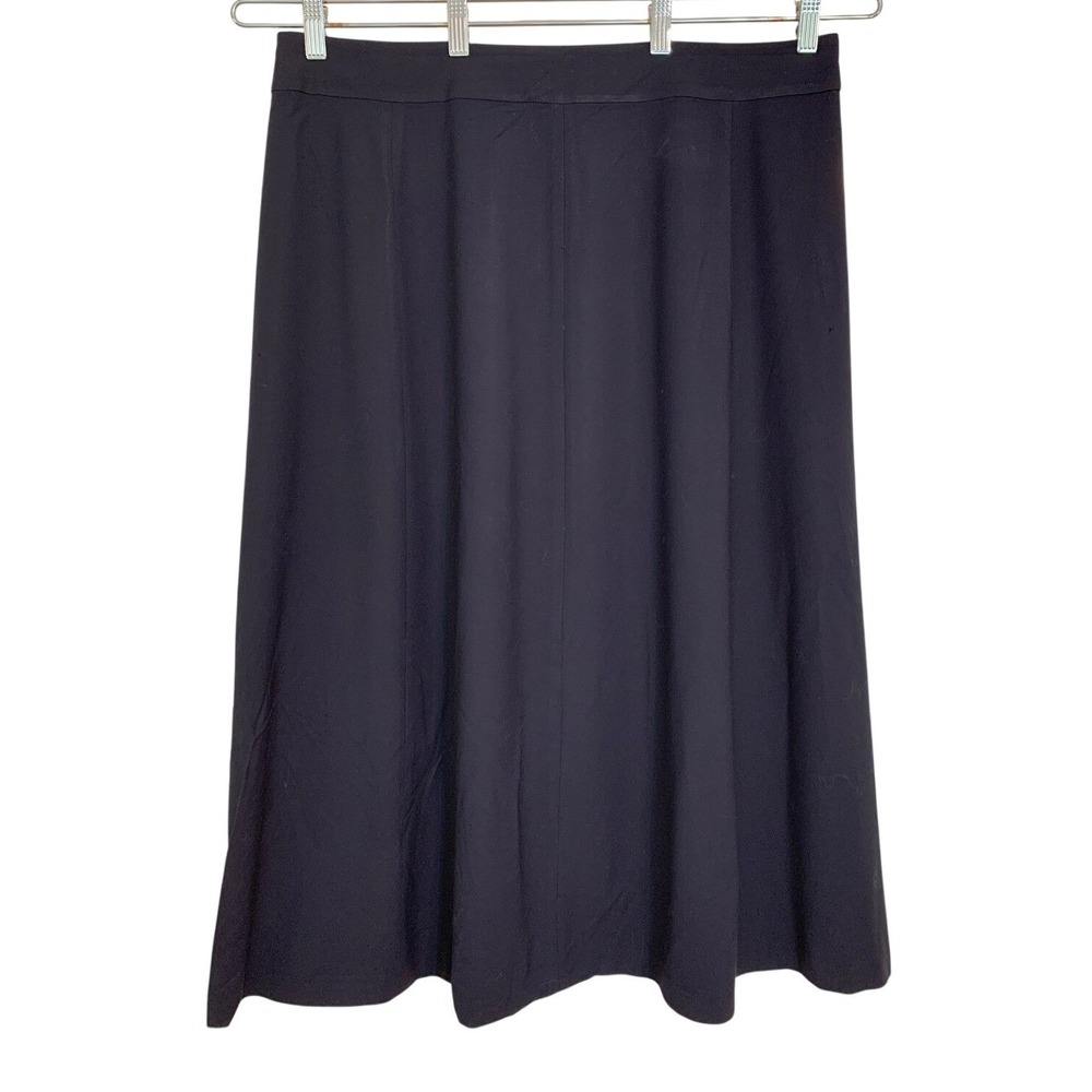 Eileen Fisher Navy Blue Wool Blend Unlined Fit and Flare A-Line Midi Skirt / XL